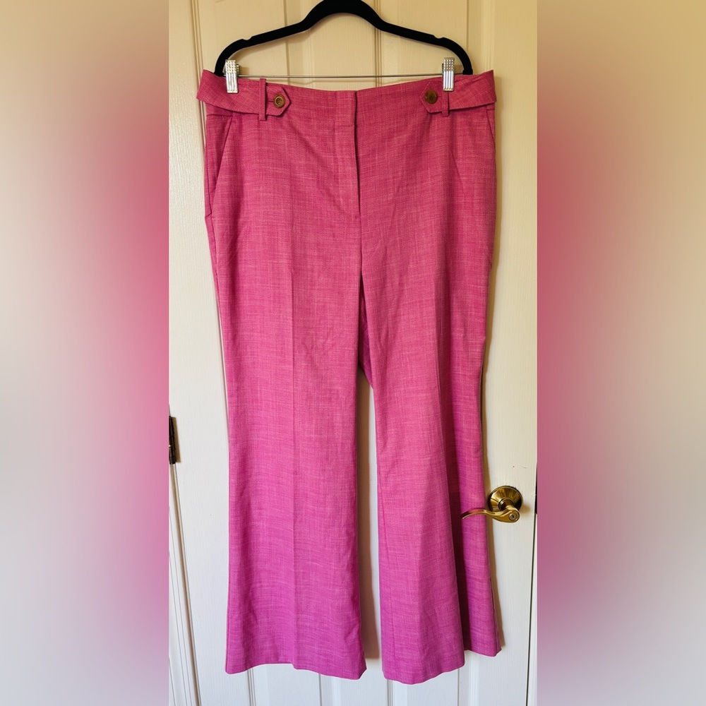 Talbots Pink Wide Leg Women's Pants Lined Women’s Size 16 Spring Fun NEW - Picture 2 of 14